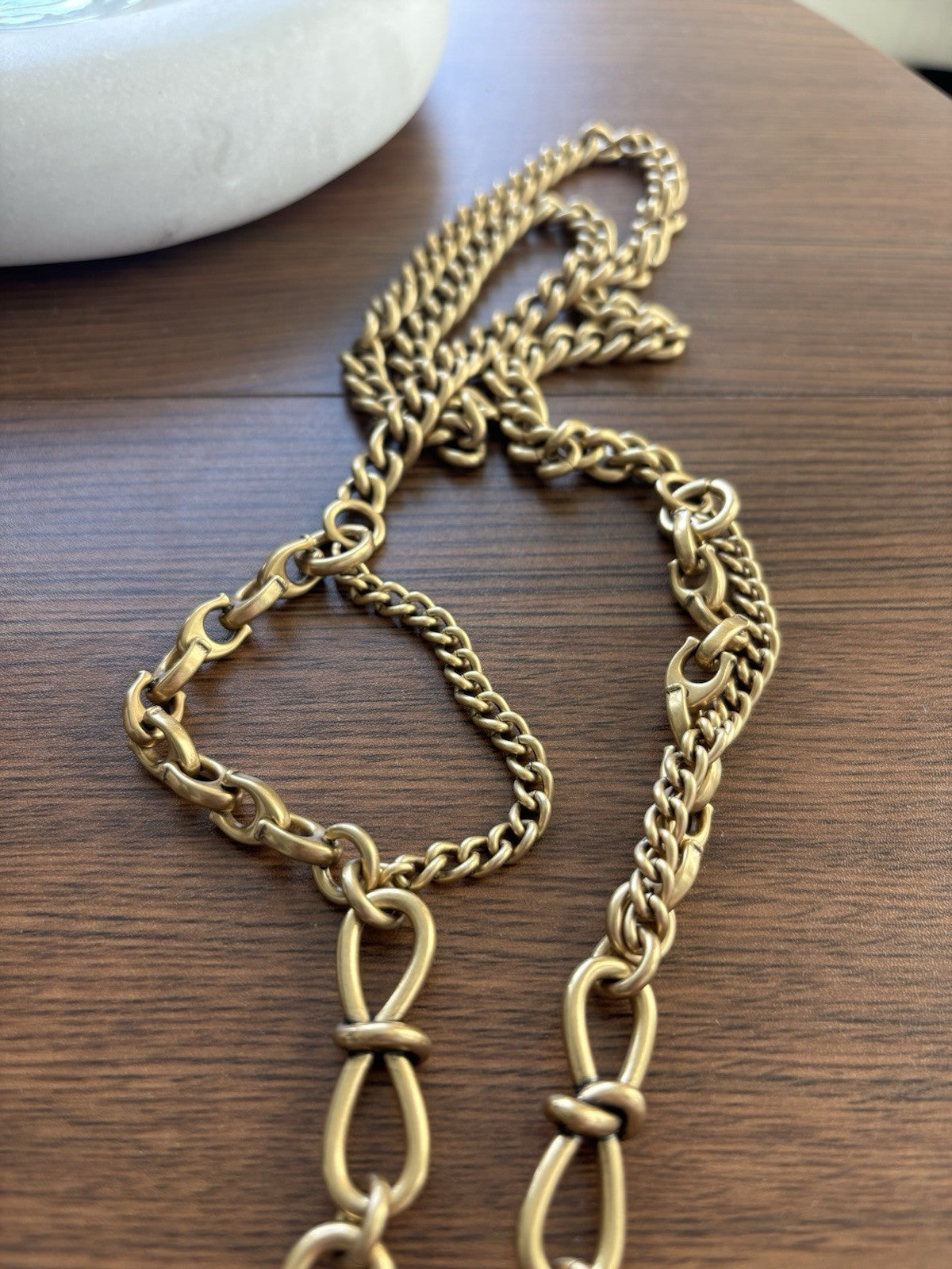 COACH Rare Bag Chain Strap Gold/Antique Brass Metal Bow Knot/ C Link (org $195)