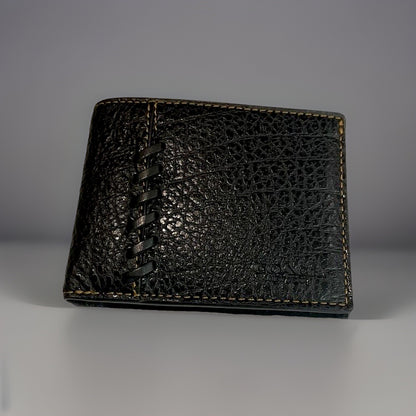 COACH Wallet Baseball 3 In 1 Whipstitch Black Calf Leather Billfold ID Window