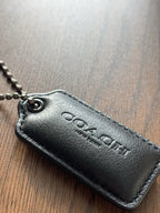 COACH Pillow Hangtag Black Nappa Leather Puffy Tag Gunmetal Chain Replacement