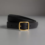 COACH Designer Belt Black Thin Leather Classic Gold Buckle Size 31-36 (org $195)