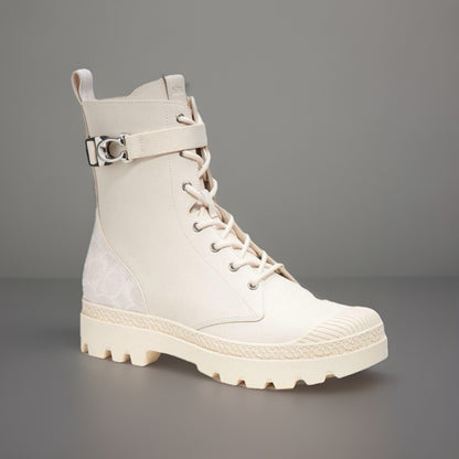 COACH Designer Tucker Leather Signature Boot Chalk White Men Size 10 (org $395)