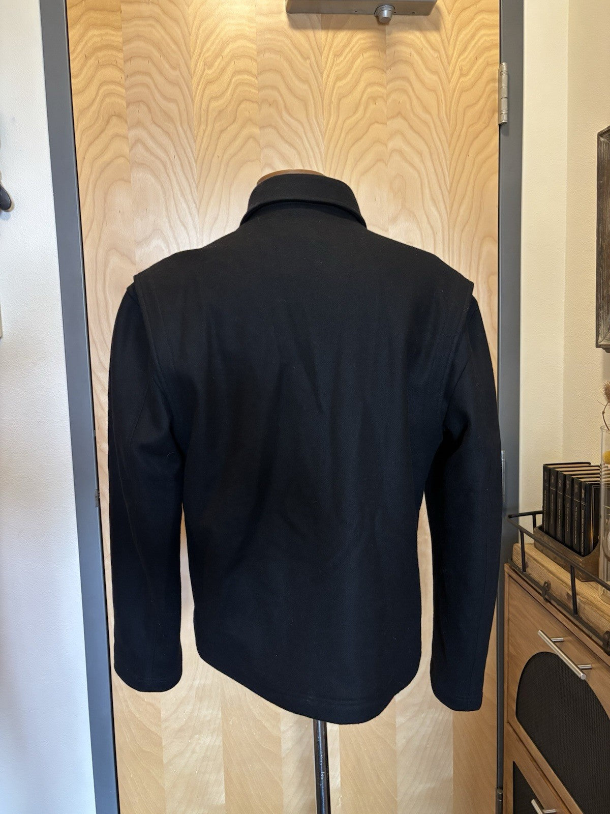 FACONNABLE Designer Wool Zip-Up Jacket Over Coat Black Classic Medium (org $640)