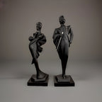 VINTAGE 1989 Austin Productions Statue Pair Alexsander Danel Art Deco Black- 31”