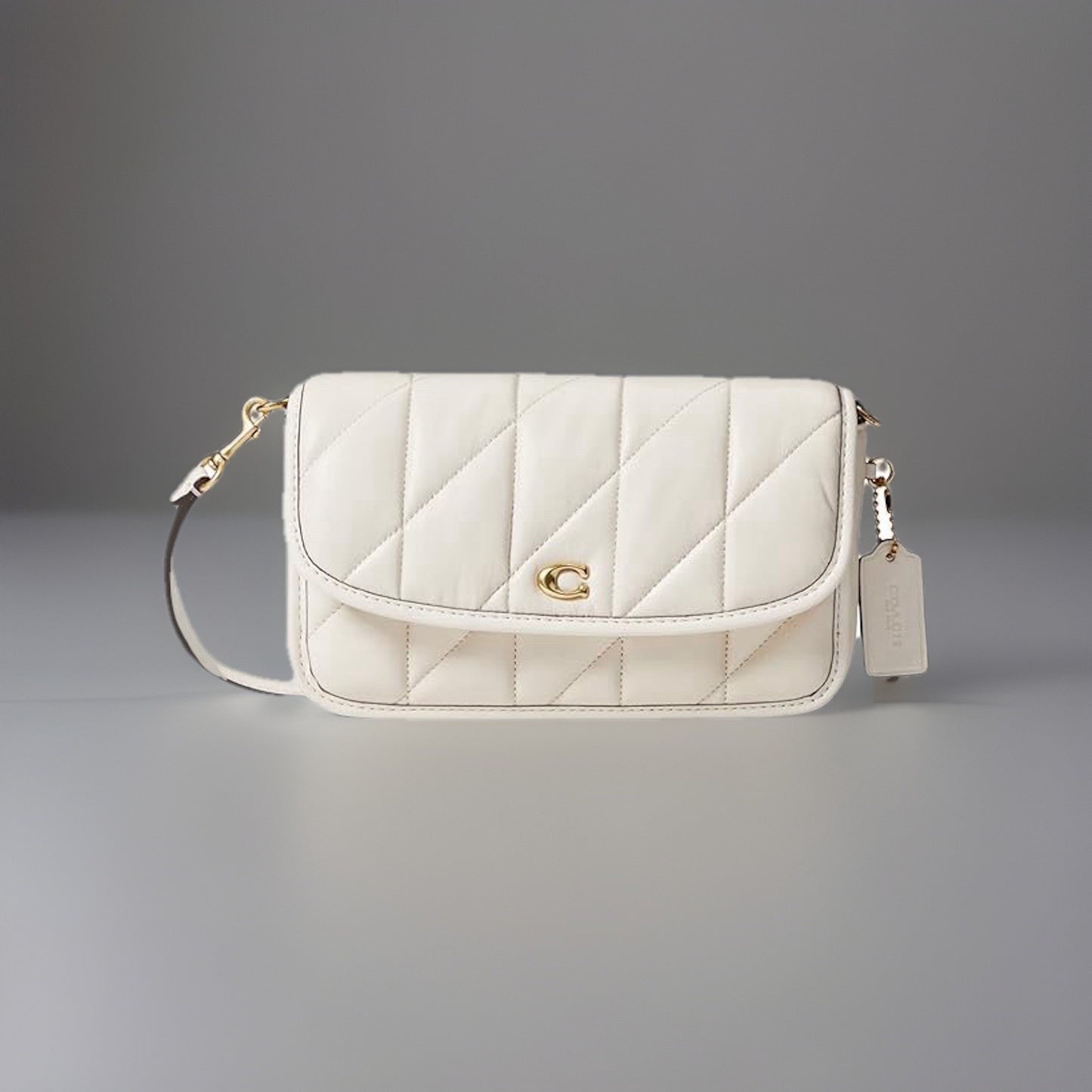 Designer COACH Quilted Pillow Hayden Chalk Lamb Leather Crossbody (org $325)