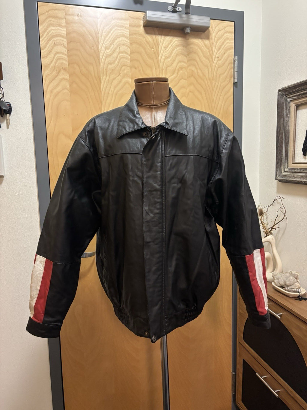 OSCAR PIEL 1980 Designer Leather Biker Bomber Jacket Vintage Eagle USA(org $350)