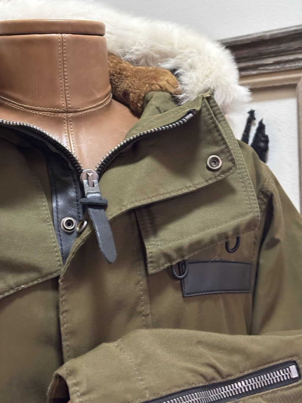 COACH Runway Shearling Lined Parka Jacket Coat Fur Hood Green/Olive (org $2650)