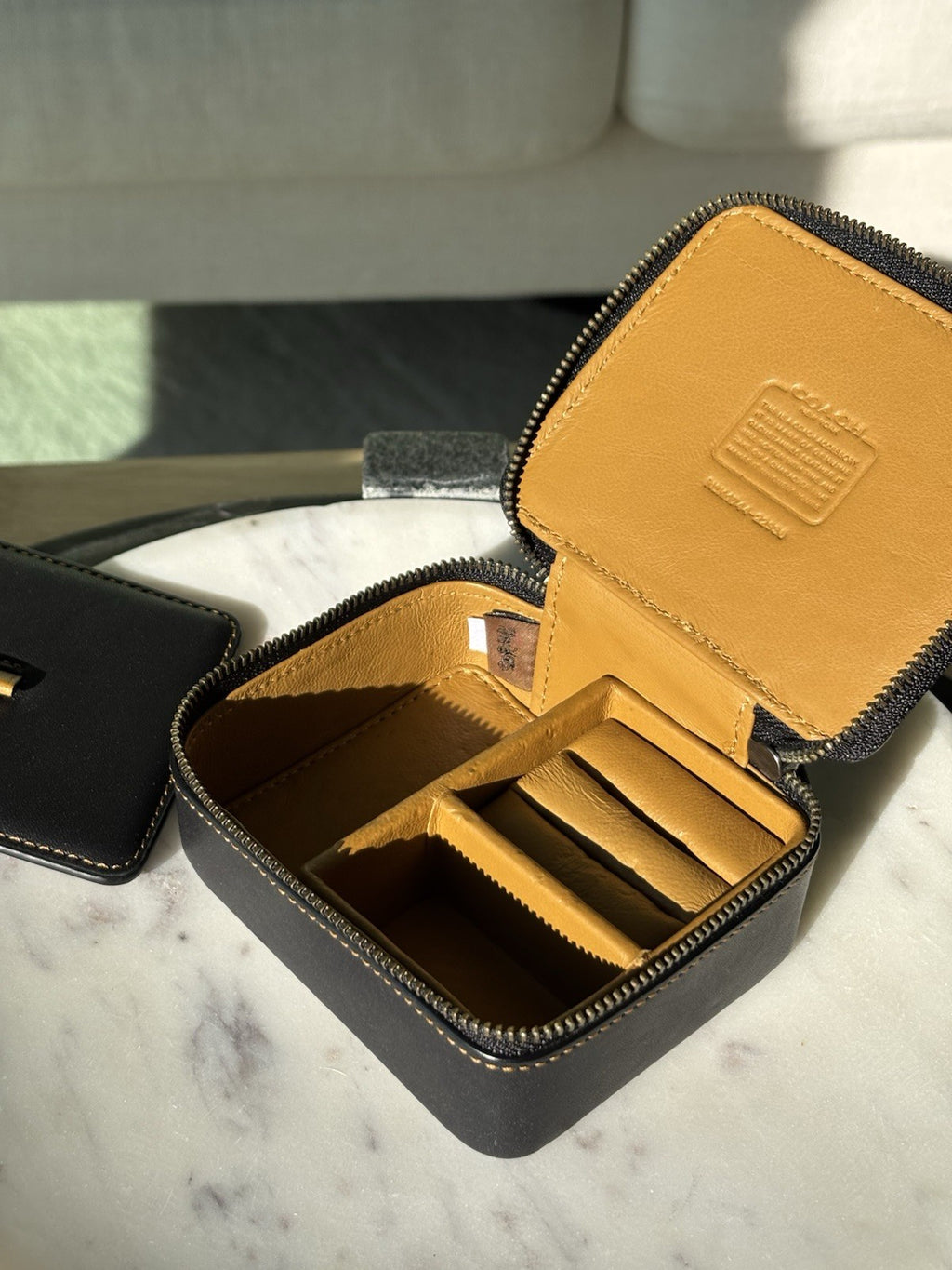 COACH Zipped Around Jewelry Leather Case Box Organizer Black (org $195)