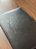 SAINT LAURENT Designer YSL Black Minimalist Cow Leather Case/Credit Card Holder