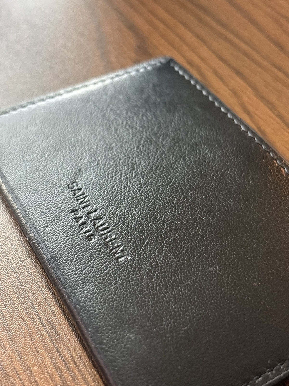 SAINT LAURENT Designer YSL Black Minimalist Cow Leather Case/Credit Card Holder