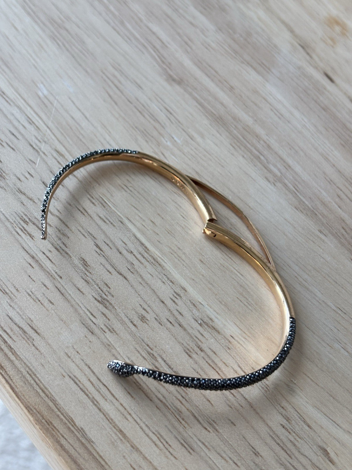 SWAROVSKI Snake Bangle “Leslie” Bracelet Rose Gold Black Pavé Crystal Serpent
