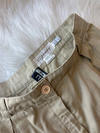 GENNY ITALY Tan Pleated 100% Cotton Luxury Trouser Pants US 8 / 44 IT (org $695)