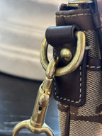 COACH Signature Jacquard Canvas Leather Trim Messenger Crossbody Bag Brown/Beige