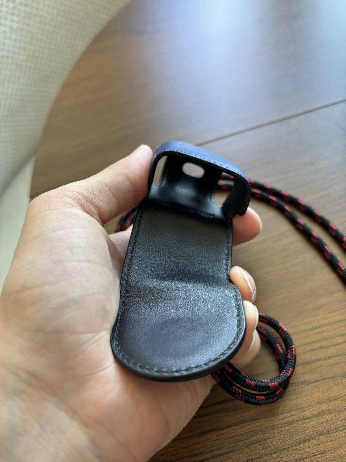 COACH Designer Leather Earbud AirPod Case Detachable Lanyard Blue Red (org $95)