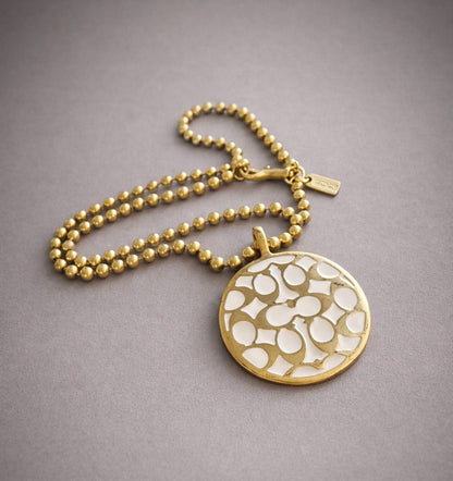COACH Vintage Signature Pendant Miranda Bead Chain Link Necklace Gold (org $200)