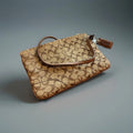 COACH Designer Tan Brown Signature Wristlet Zip Pouch Wallet Leather (org $75)