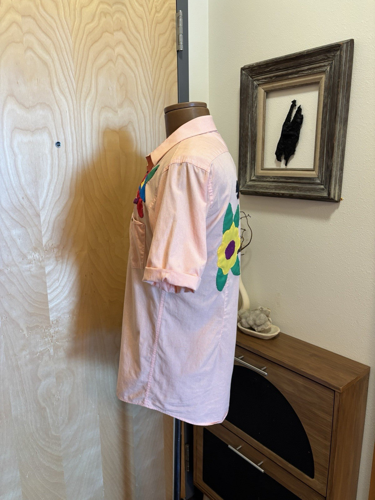 Vintage CARVEN Rare 1991 Designer Embroidered Tropical Parrots Button-Up Size M