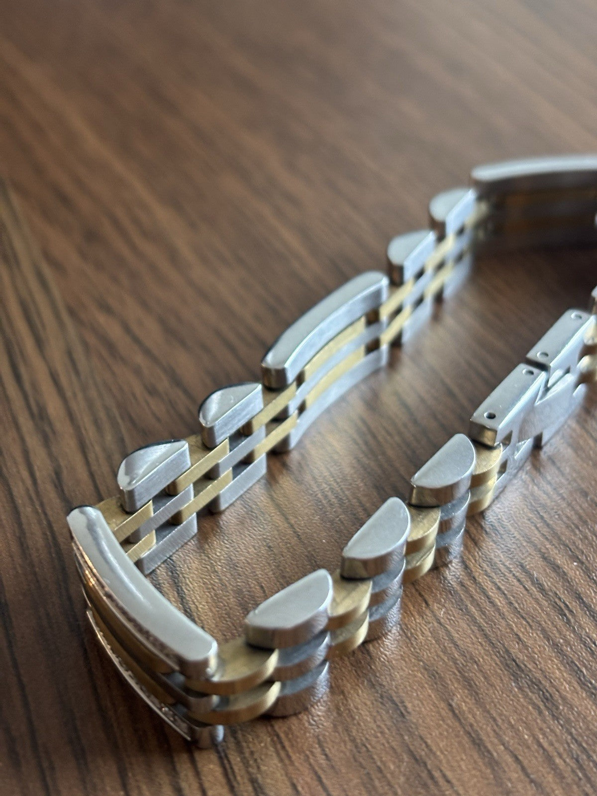 DIAMOND Link Gold Silver Men Bracelet (1/2 ct. t.w.) Stainless Steel (org $650)