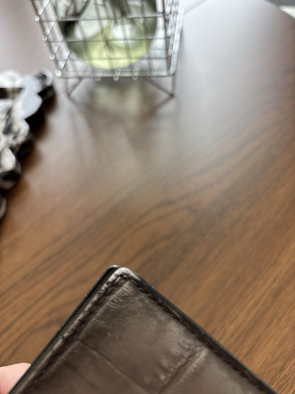 Rare COACH Retail Crocodile Embossed Leather Bifold Wallet Card Fog (org $225)