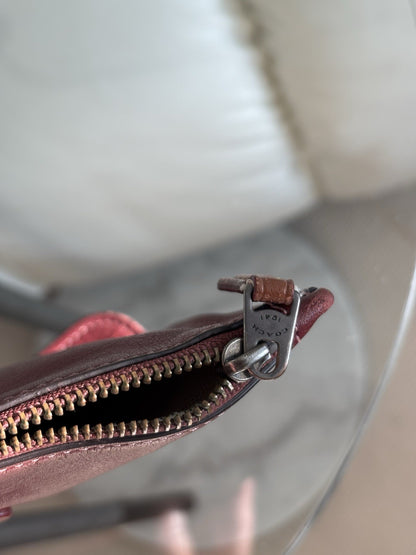 Custom COACH Create Skull Pins On Rogue Wristlet Burgundy Leather Medium Zip Top