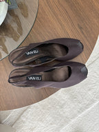 VANELI Brown Suede Leather Wedge Sandals Peep Toe Leather Heels Women Size 8.5 M