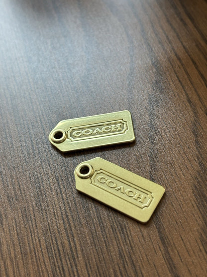 COACH 2001 Metal Hangtag Charm Gold Plated Replacement hang Tag Bag Keychain New