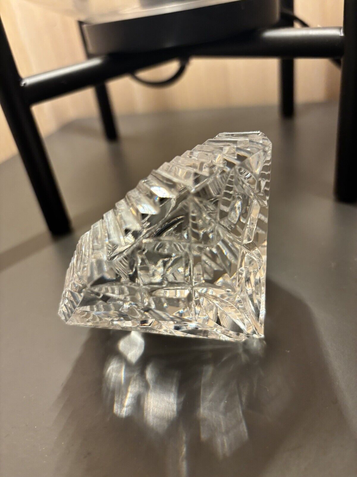 Vintage Waterford Crystal Classic Lismore Diamond Shape Desk Clock 3.5" Deco