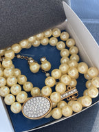 AVON 2005 Elevated Vintage Faux Pearl 16.5 in Choker & Clip Earring Set New Box