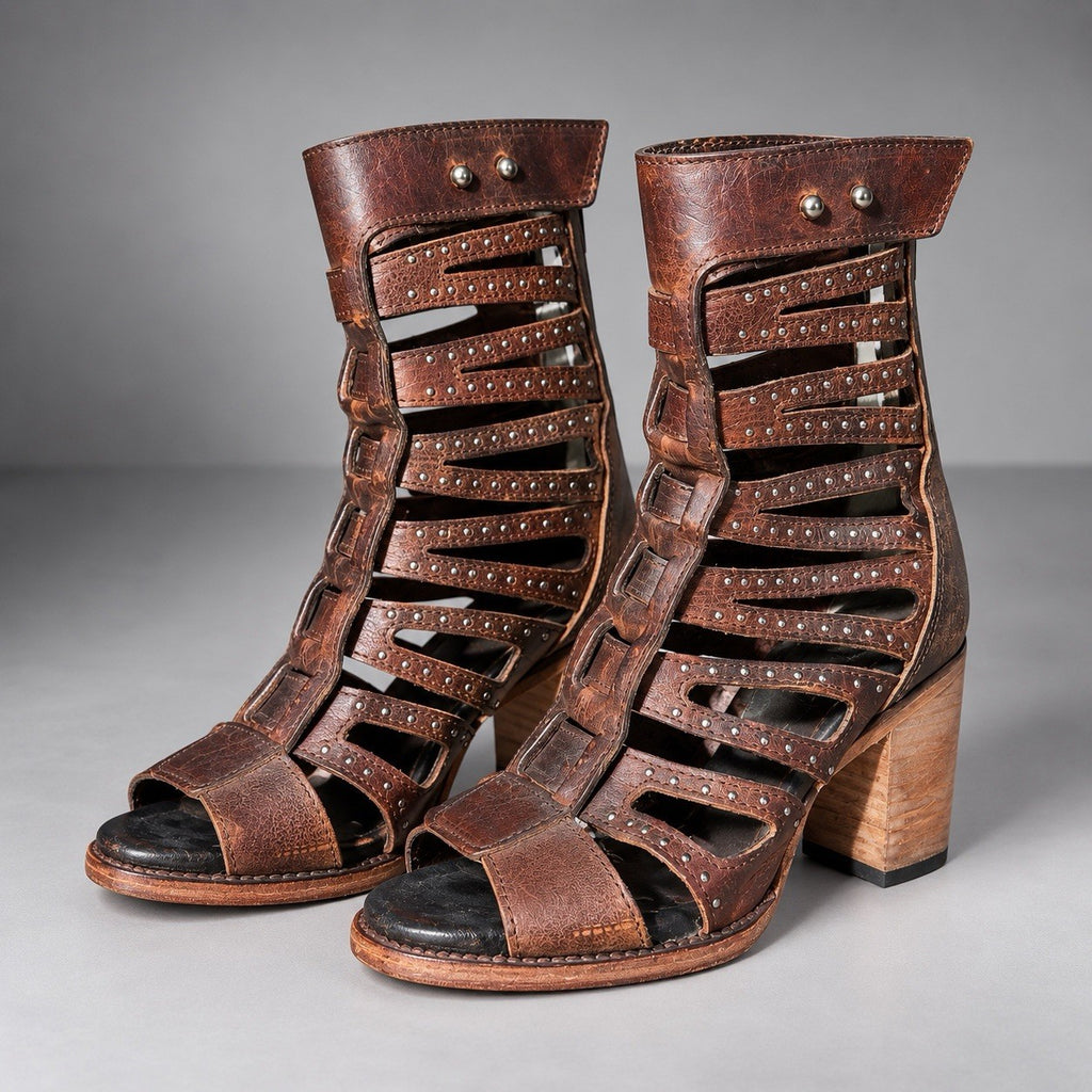 STEVEN BAKER Freebird Heals Boots Zip Belted Shoes Studs Rivets (org $350)
