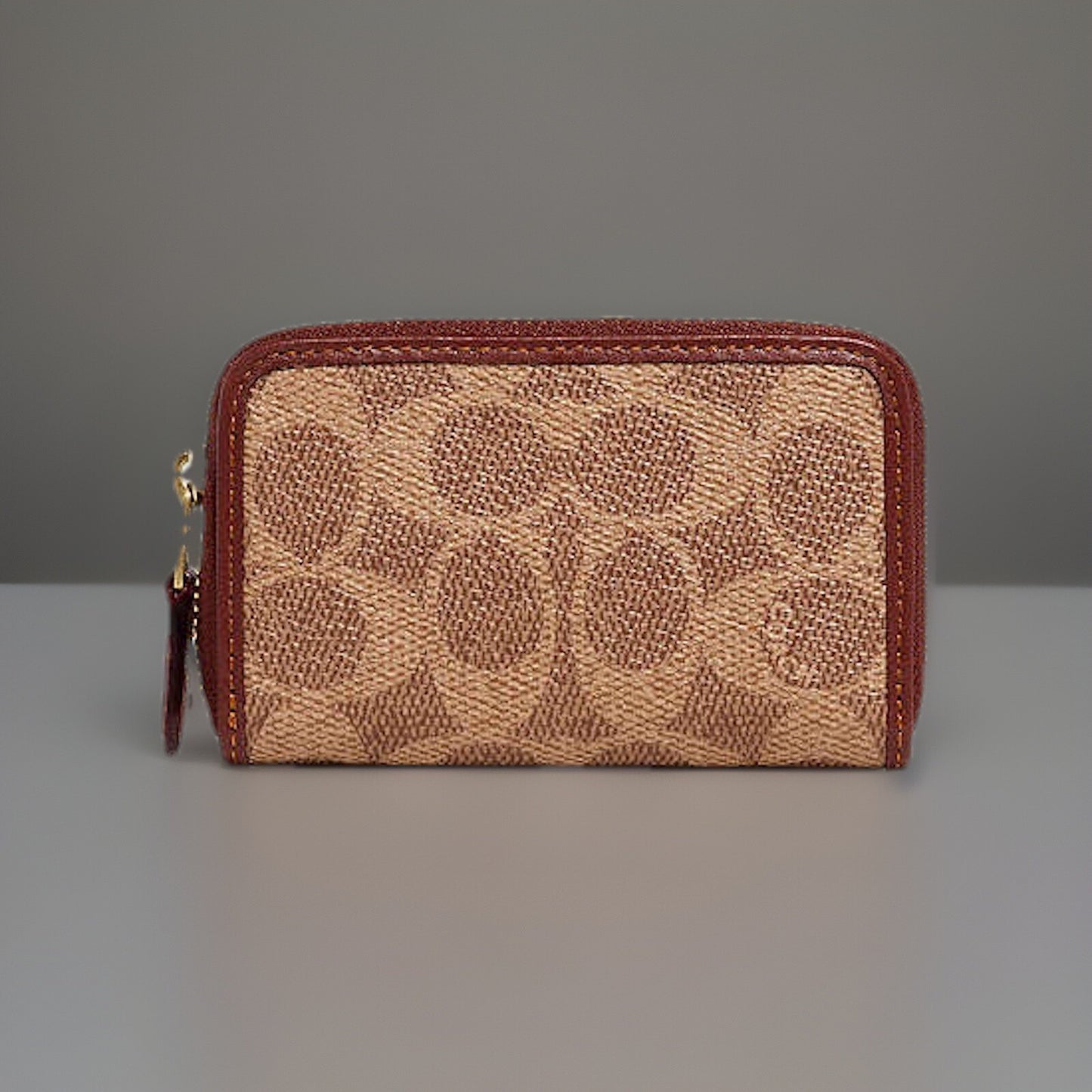 NWT designer COACH Small Zip Wallet Coin/Card Case Signature Tan/rust (org $95)