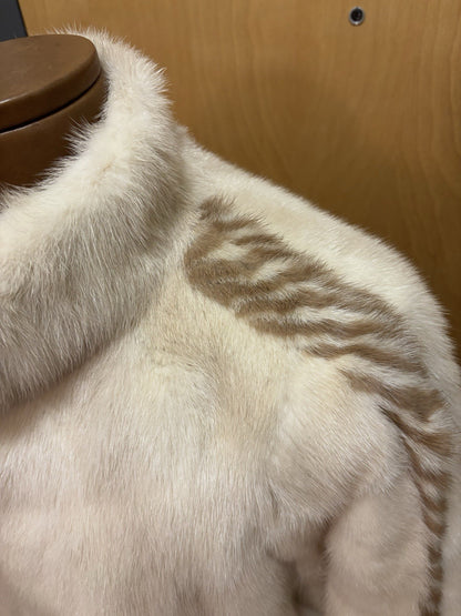 1970 FABIANI ROMA Vintage Mink Real Fur Coat Zip Jacket Cream/White (org $3500)