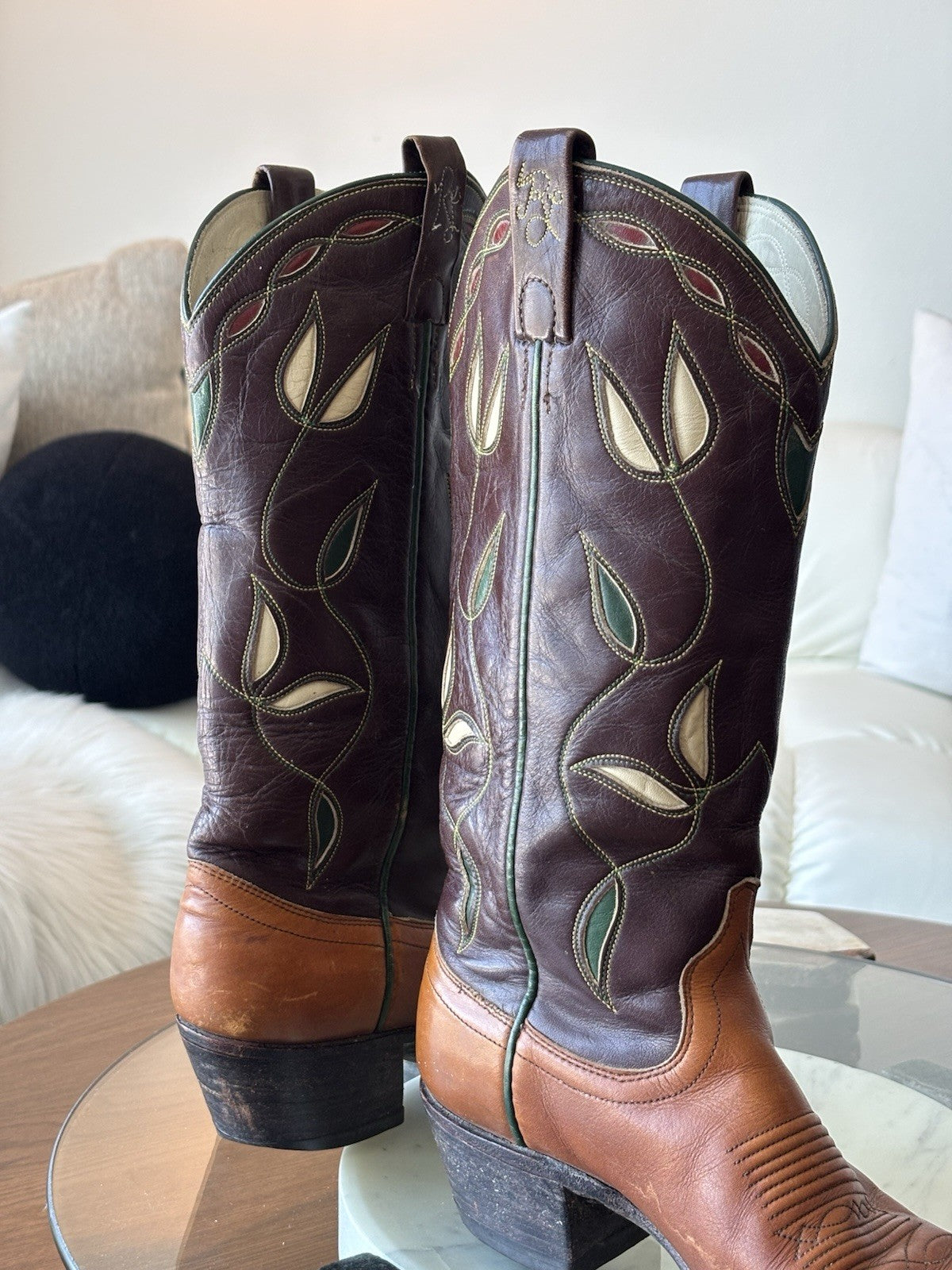 RALPH LAUREN Vintage Polo Western Cowboy Boots Gorgeous Collectibles Size 7.5