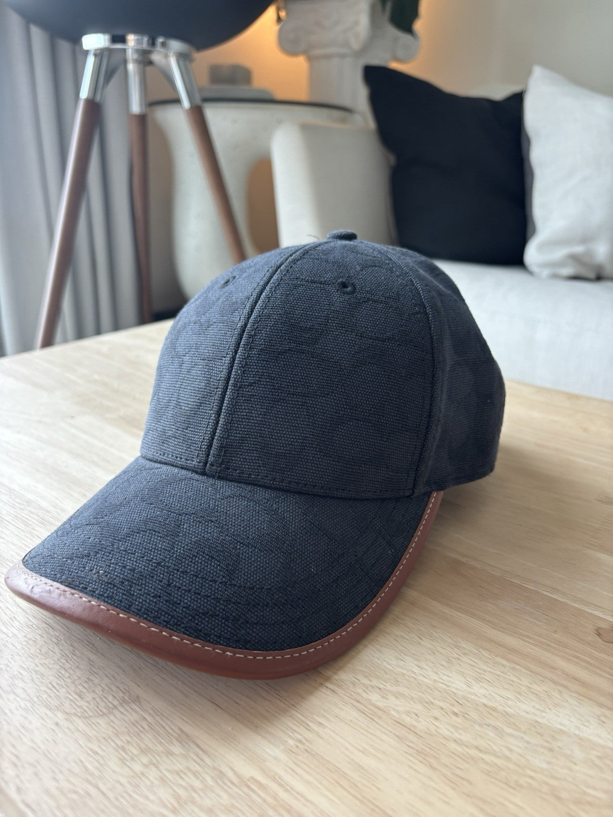 COACH Runway Baseball Cap Hat Signature C Black Jacquard W/ Leather (org $175)