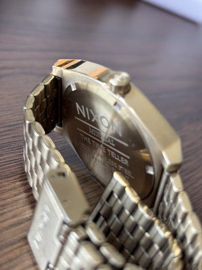 NIXON Time Teller Watch Blue Dial 37mm Gold Stainless Steel Mesh Band A045-1931