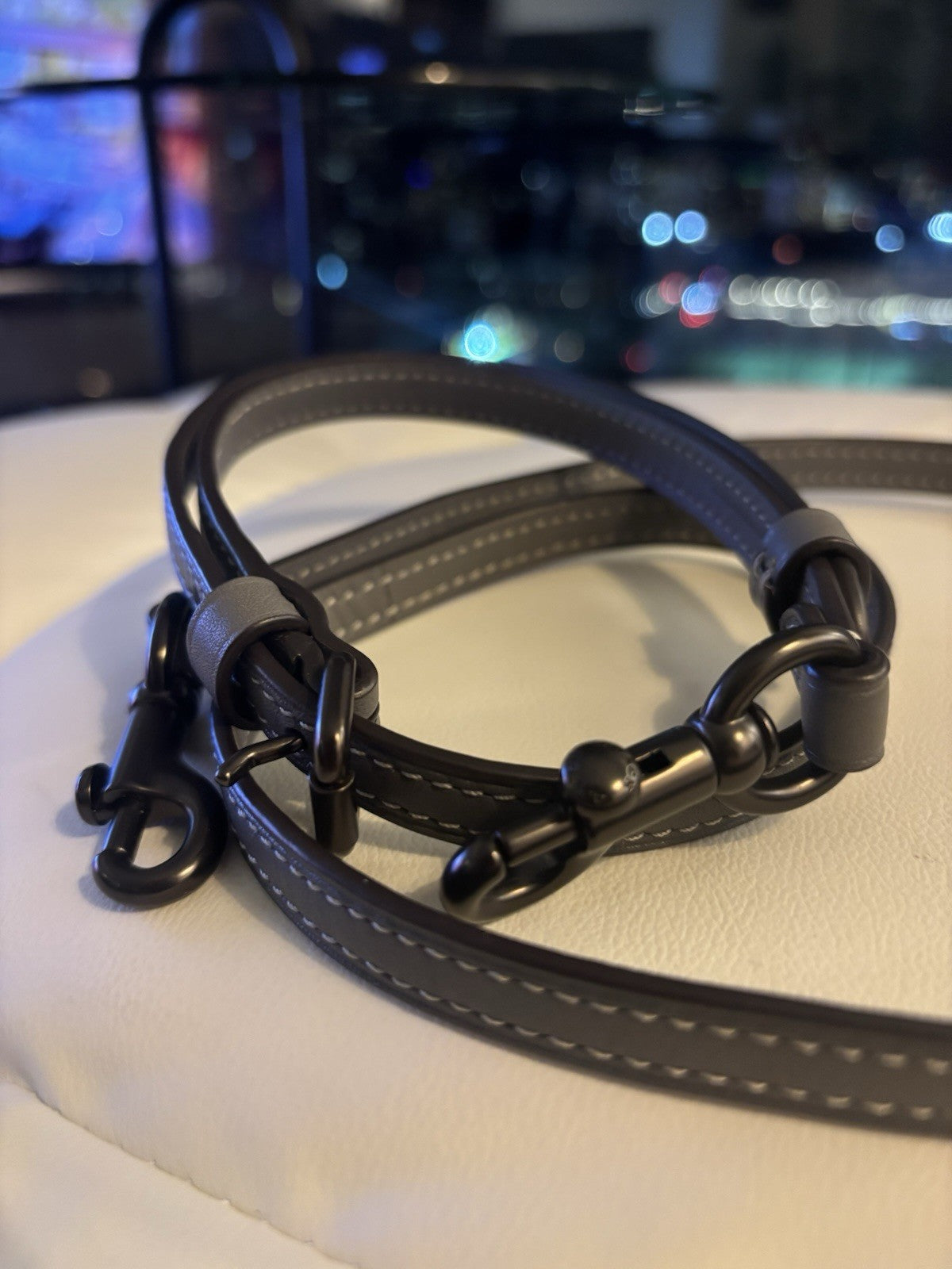 COACH Replacement Gray Leather Bag Strap Gunmetal Hardware Add On New (org $95)