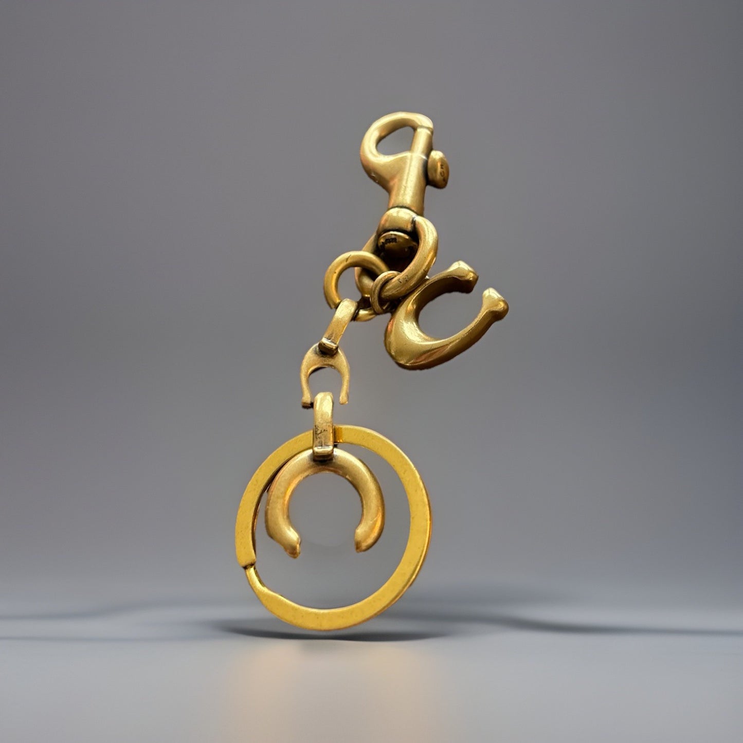 COACH Designer Signature C Bag Charm Gold Keychain Clip Logo Charm (org $175)