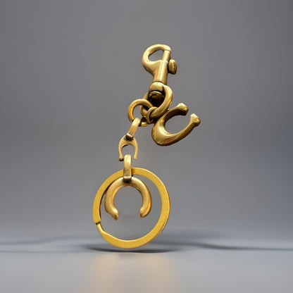 COACH Designer Signature C Bag Charm Gold Keychain Clip Logo Charm (org $175)
