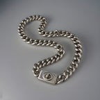 COACH 2005 Rare Vintage Sterling Silver Heavy Curb Chain Turnlock Necklace 20.5”