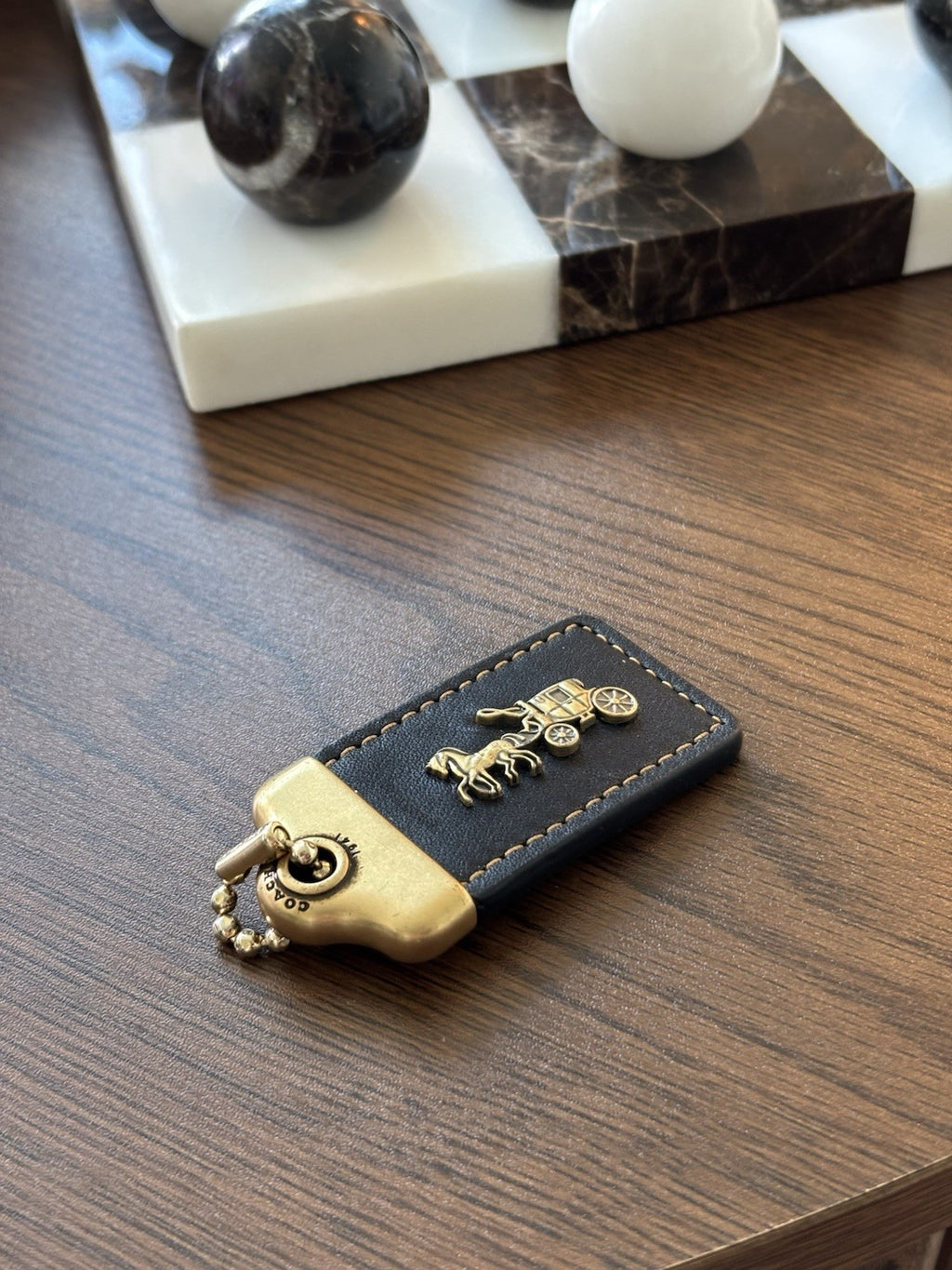 COACH 1941 Designer Hanging Tag Horse Carriage Bag Charm Fob Chain Black/Gold