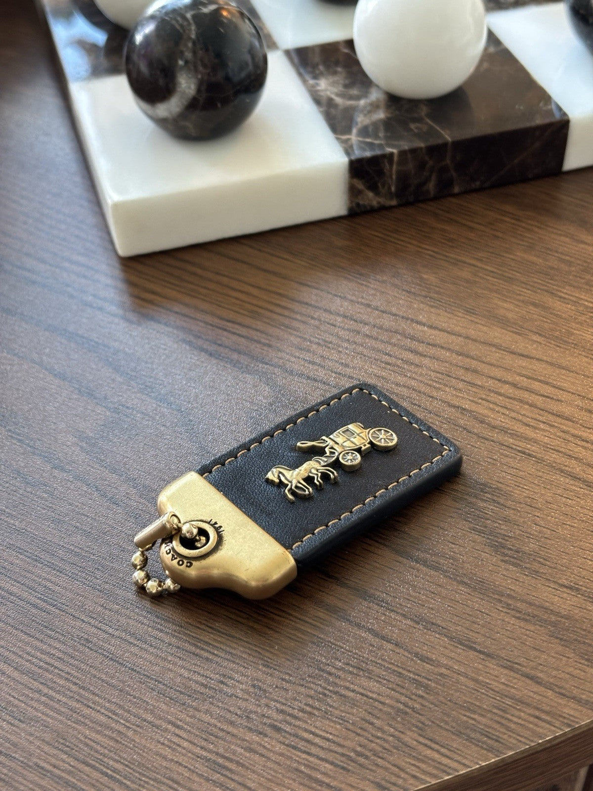 COACH 1941 Designer Hanging Tag Horse Carriage Bag Charm Fob Chain Black/Gold