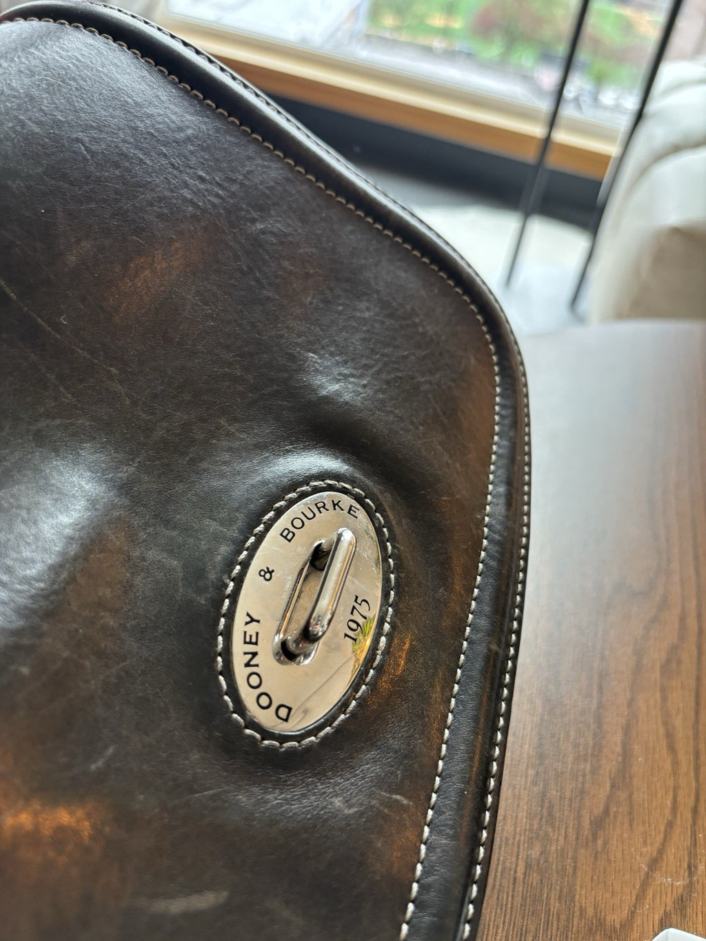 DOONEY & BOURKE Vintage Florentine Leather Calf Satchel Saddle Bag Brown Smooth
