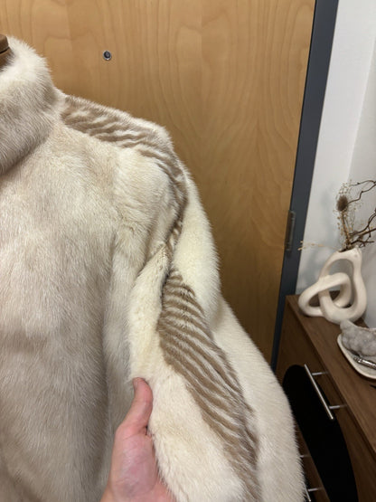 1970 FABIANI ROMA Vintage Mink Real Fur Coat Zip Jacket Cream/White (org $3500)