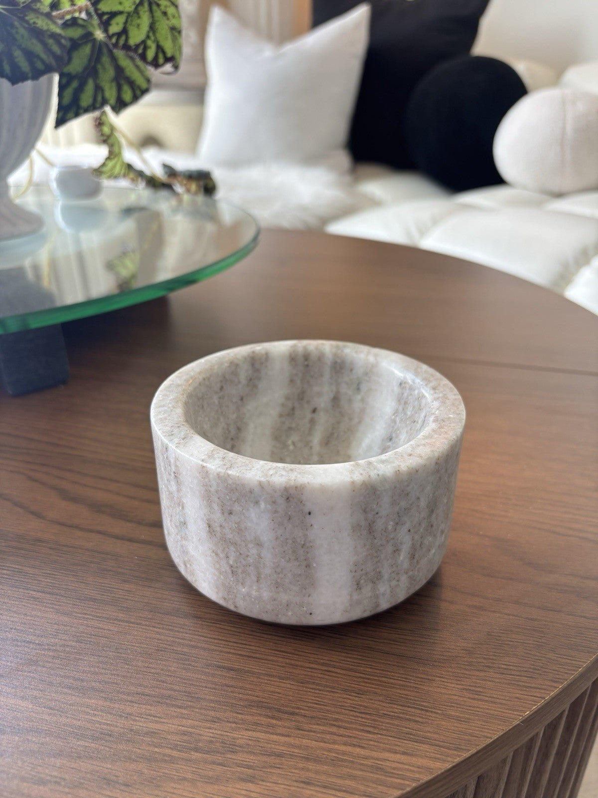 HEARTH & HAND Magnolia Marble Decorative Bowl Catchall Grey/White Stone Accent