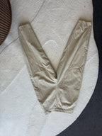GENNY ITALY Tan Pleated 100% Cotton Luxury Trouser Pants US 8 / 44 IT (org $695)