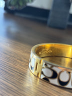 COACH 1999 Bangle Bracelet Vintage Black/Gold Chain Clasp Signature C Logo