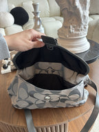 COACH Soho Hobo Shoulder/handbag Gray Metallic Leather/ Jaquard Canvas Signature