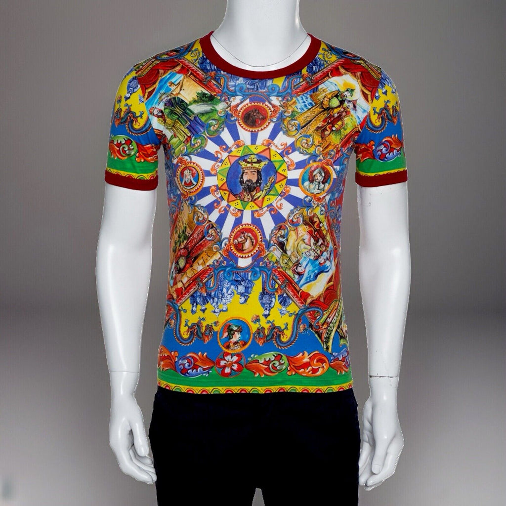 DOLCE & GABBANA Caretto Siciliano T-Shirt Multicolor Size 50 Made In Italy($845)