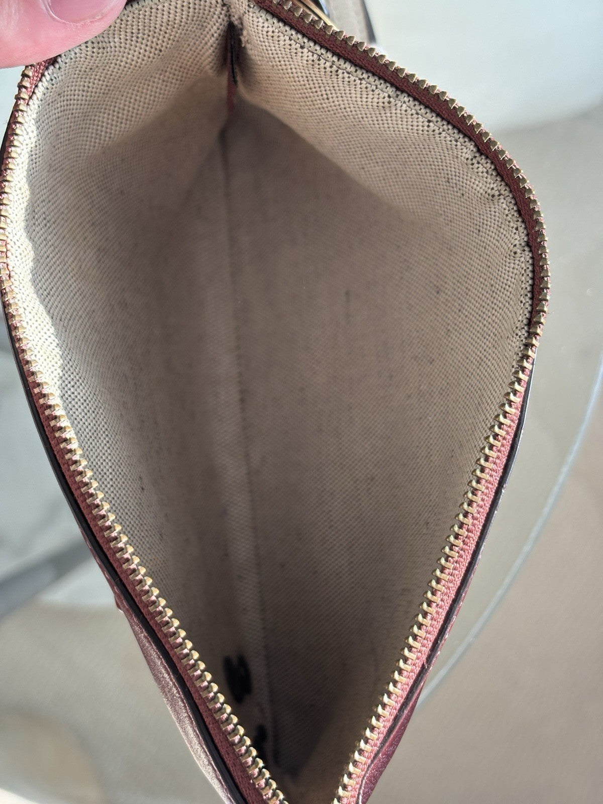 Custom COACH Create Skull Pins On Rogue Wristlet Burgundy Leather Medium Zip Top