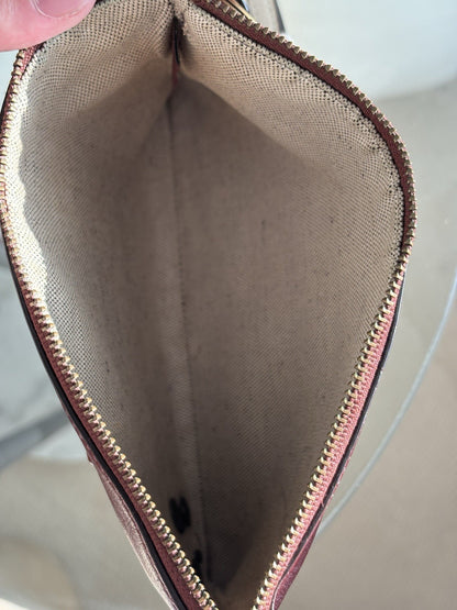 Custom COACH Create Skull Pins On Rogue Wristlet Burgundy Leather Medium Zip Top