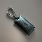 COACH Pillow Hangtag Black Nappa Leather Puffy Tag Gunmetal Chain Replacement