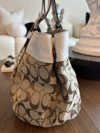 COACH Vintage SoHo Toffee Signature C White/Chalk Real Leather Shoulder/Handbag